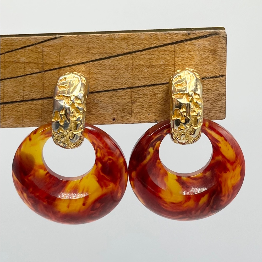 Vintage Kenneth Jay Lane Kjl Signed Hoop Earrings - image 5